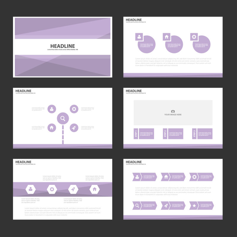 紫色图案的企业幻灯片矢量设计