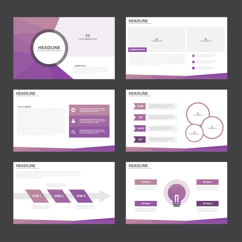 矢量紫色图案的企业幻灯片