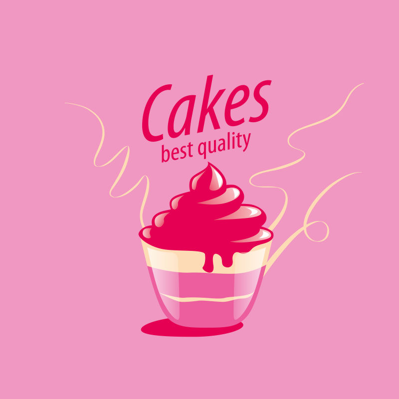 粉色背景上矢量蛋糕logo