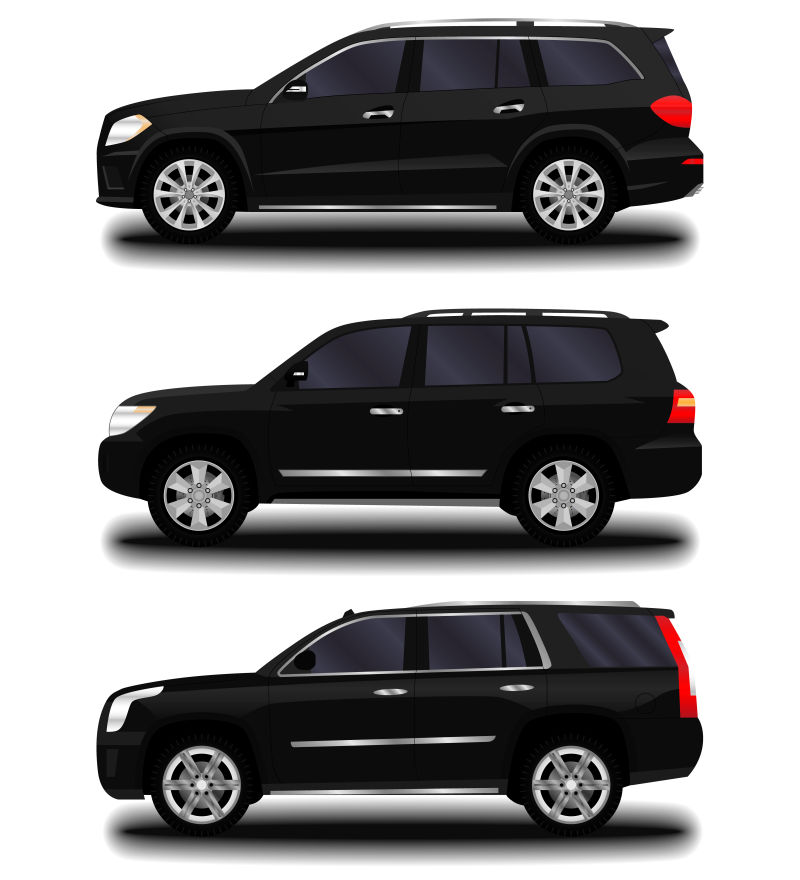  不同款式的运动型多用途汽车矢量插图设计