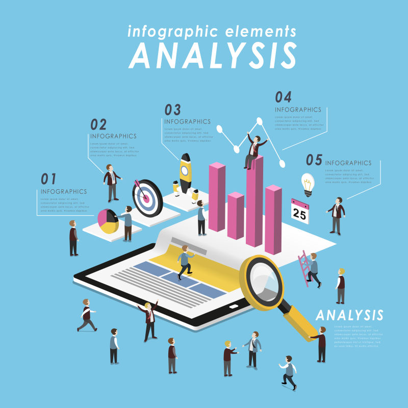 三维立体的矢量企业分析图设计