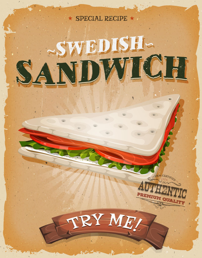 矢量三明治的复古海报设计