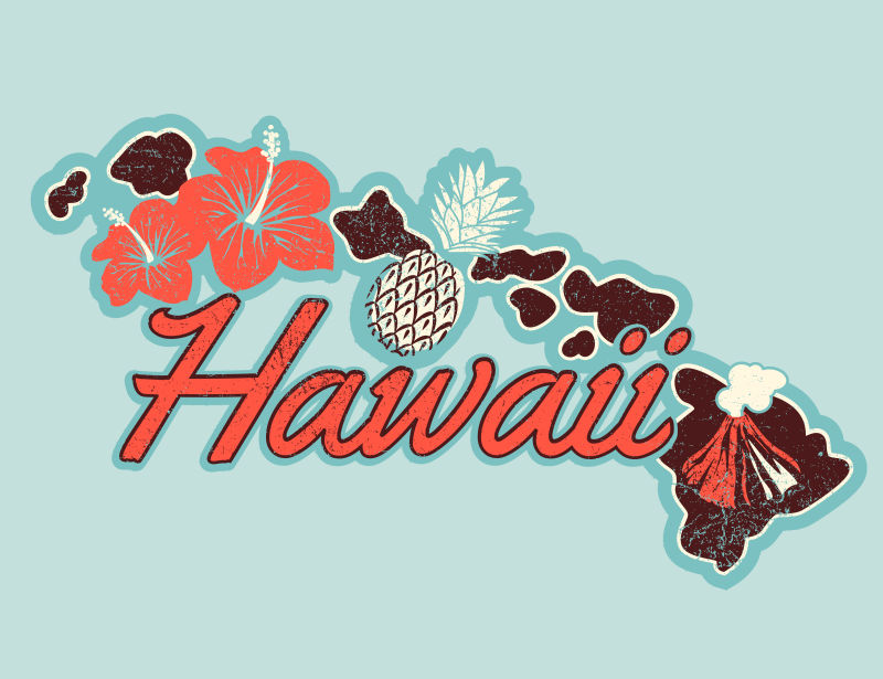 创意夏威夷主题的矢量海报设计元素