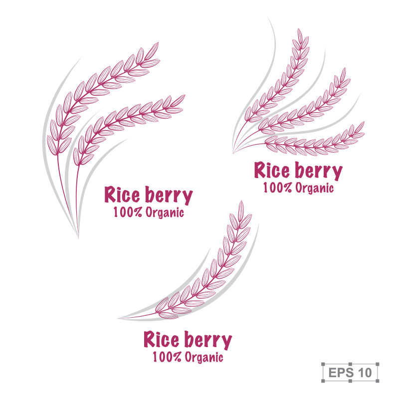 粉色的水稻标志矢量设计