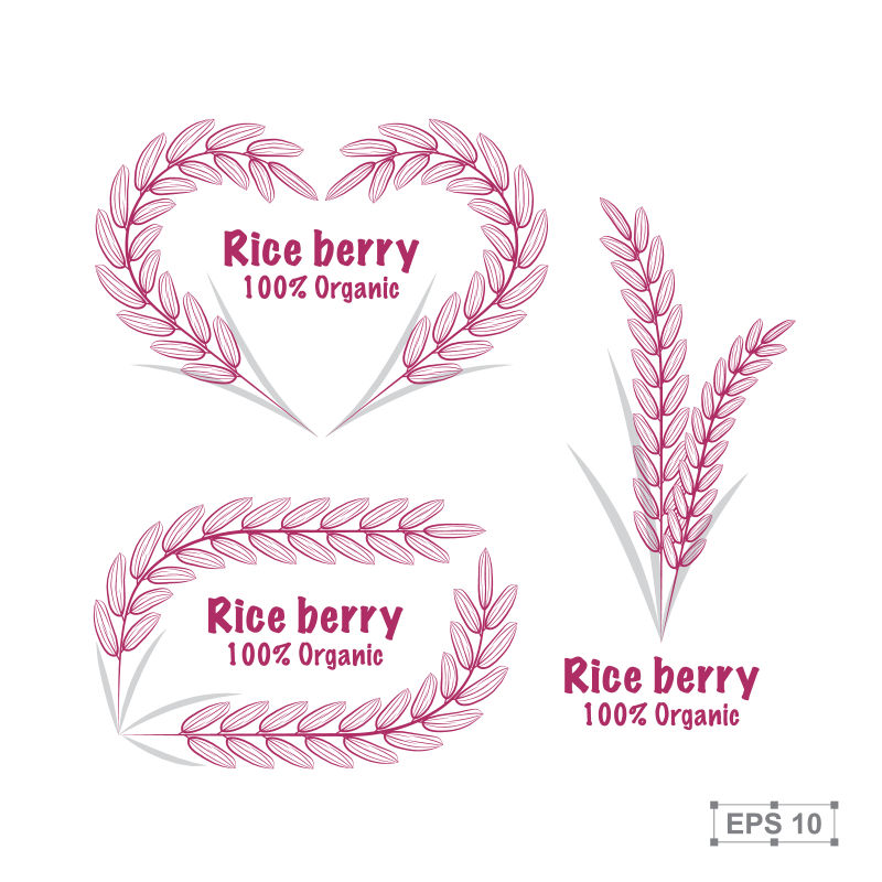 粉色的水稻标志矢量