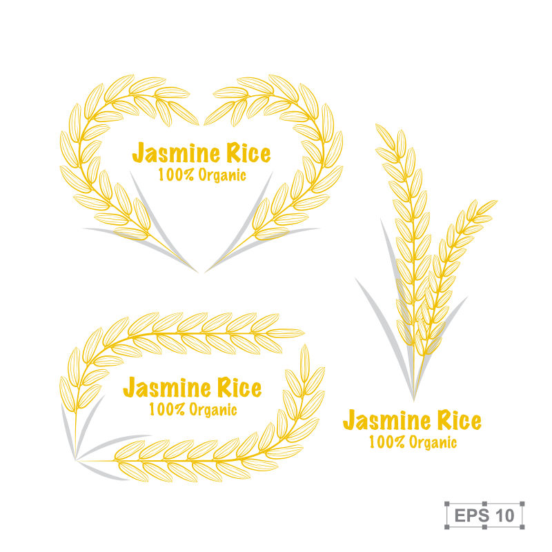 金色水稻标签矢量设计