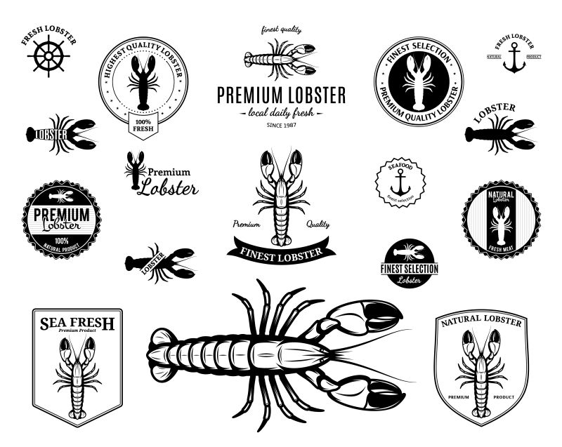 龙虾图案的矢量标志设计
