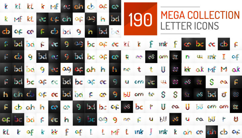 矢量各种字母组合的抽象图标设计