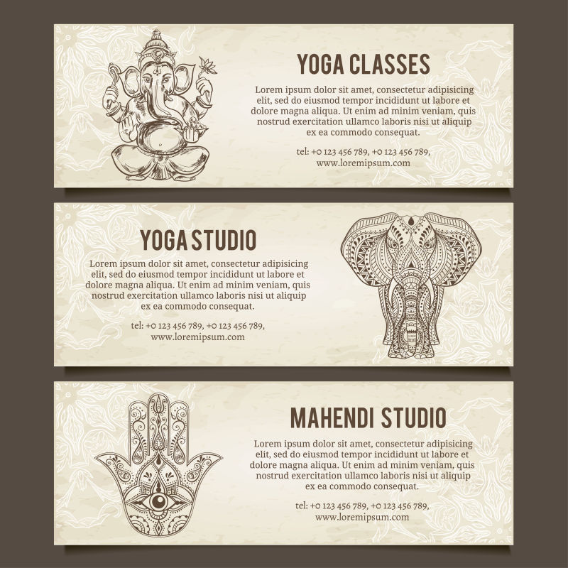 创意矢量印度传统瑜伽介绍海报设计