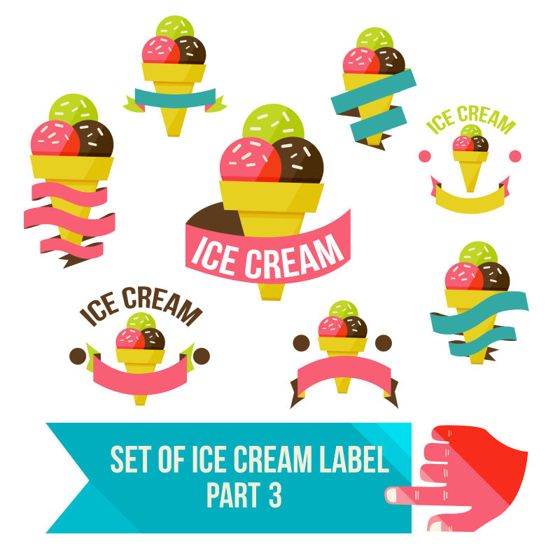 创意矢量冰淇淋平面标签设计