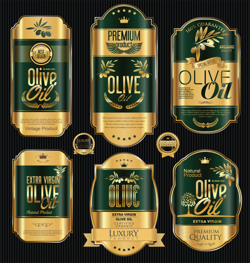 创意矢量橄榄油的装饰标签设计