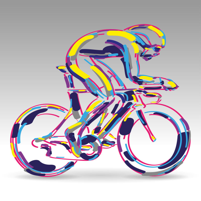创意矢量抽象骑自行车的彩色插图