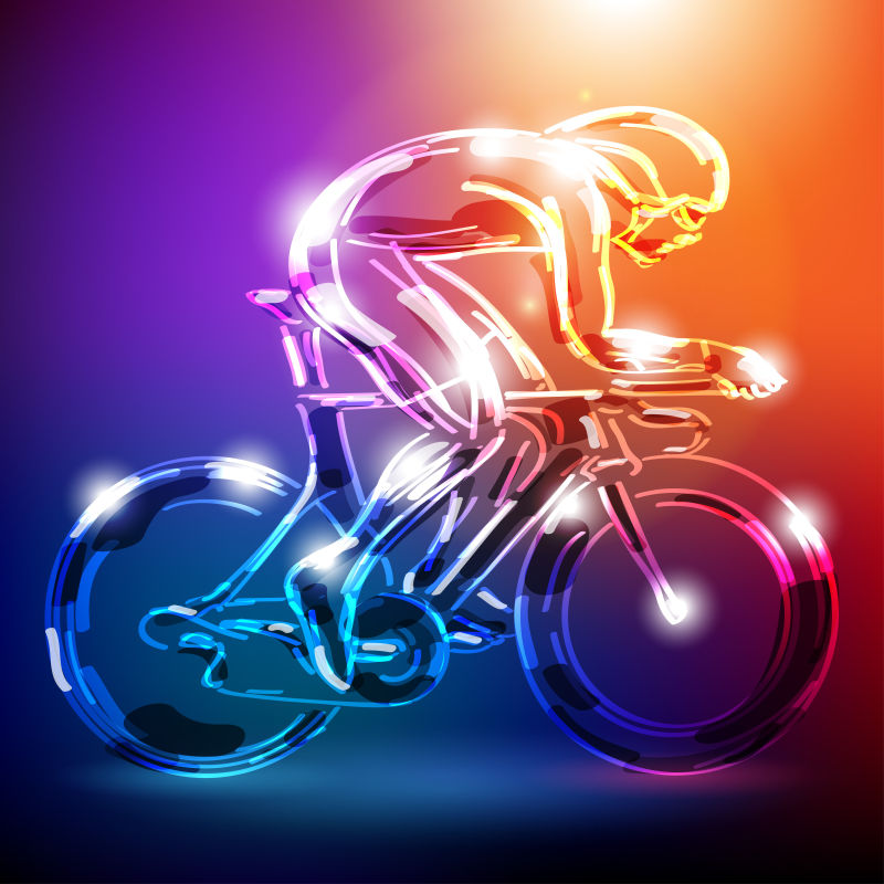 矢量彩色骑自行车的人的插图