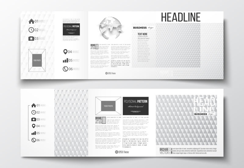 黑白图案的三折页宣传册矢量设计