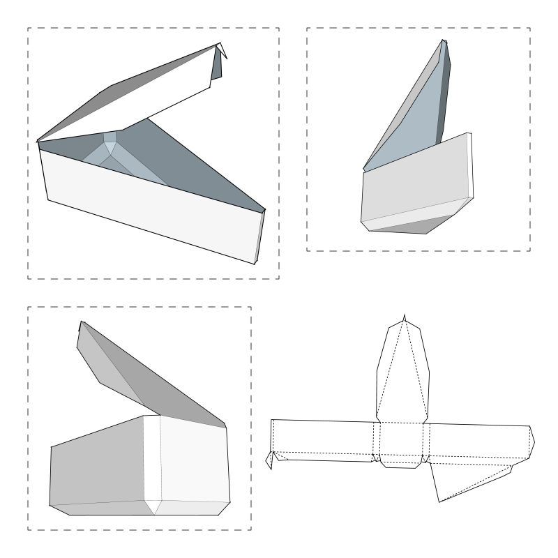 三棱柱形状的纸盒矢量制作图