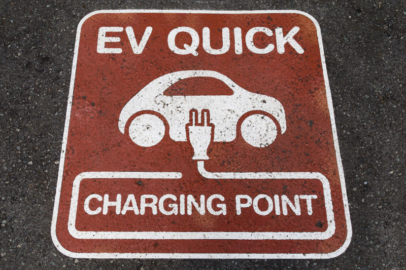 充电站沥青上电动汽车快速充电点标志