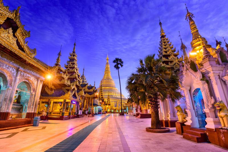 缅甸仰光的寺庙建筑