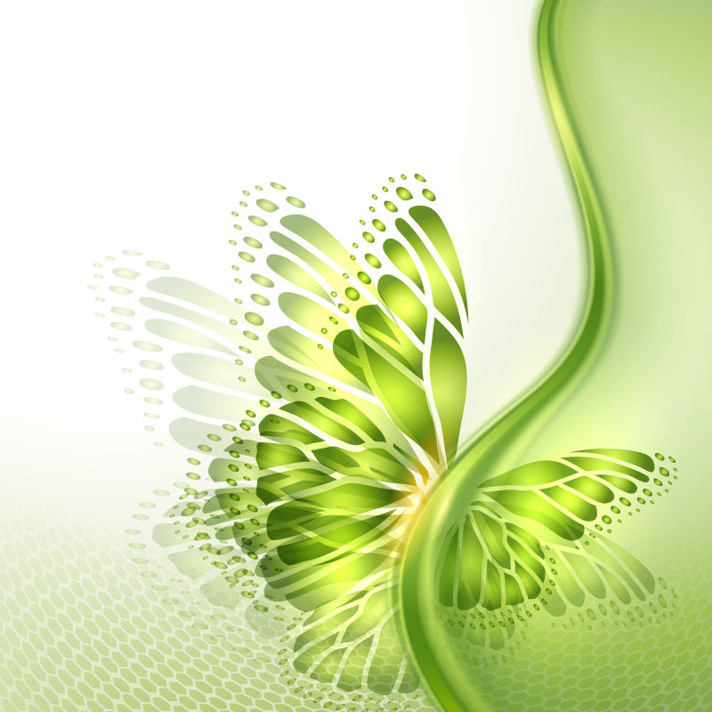 抽象矢量绿色蝴蝶的创意背景