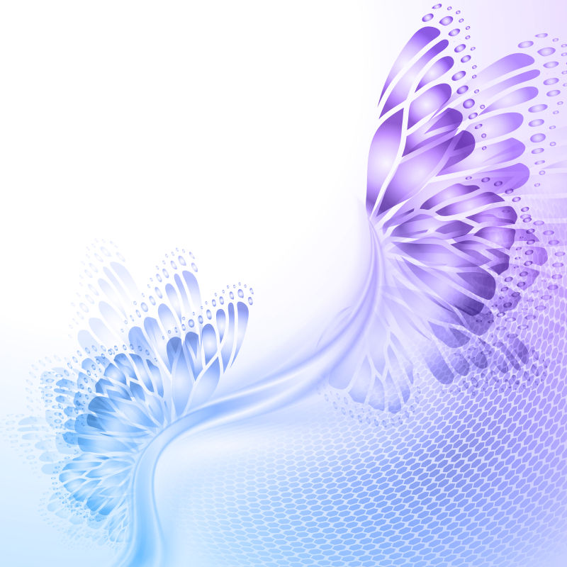 矢量蓝紫色的抽象蝴蝶创意背景
