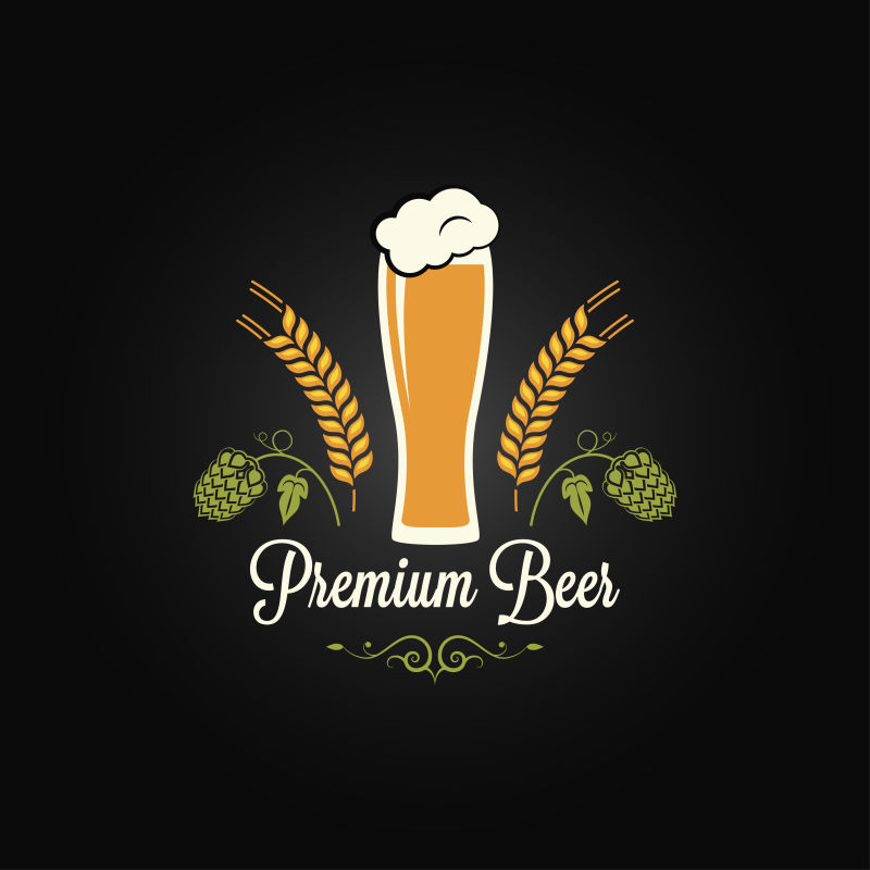 矢量啤酒的创意平面标志设计