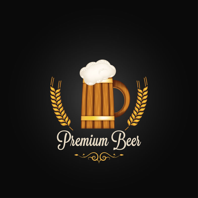 创意矢量啤酒平面标志设计