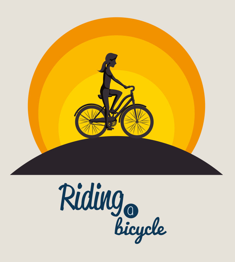 创意矢量骑自行车的女人插图