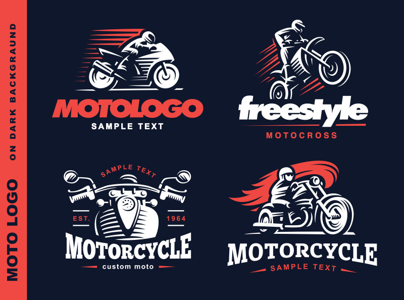 矢量摩托车概念的创意标志设计