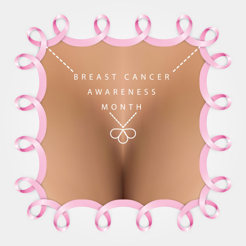 矢量粉色丝带元素的乳腺癌概念的海报设计