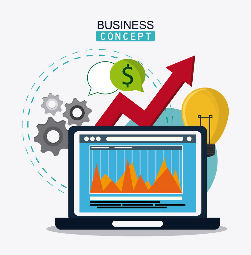 矢量的商业上升数据插图