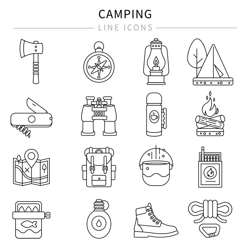 简约风格的露营图标矢量设计
