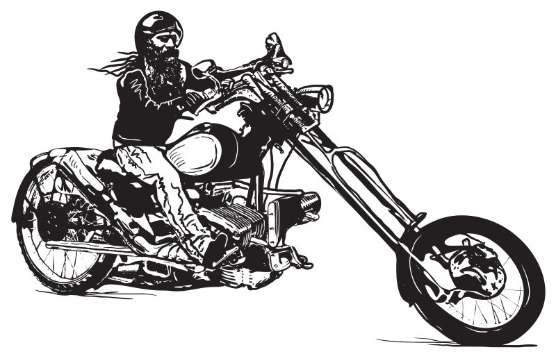 手绘风格的摩托车骑手矢量插图