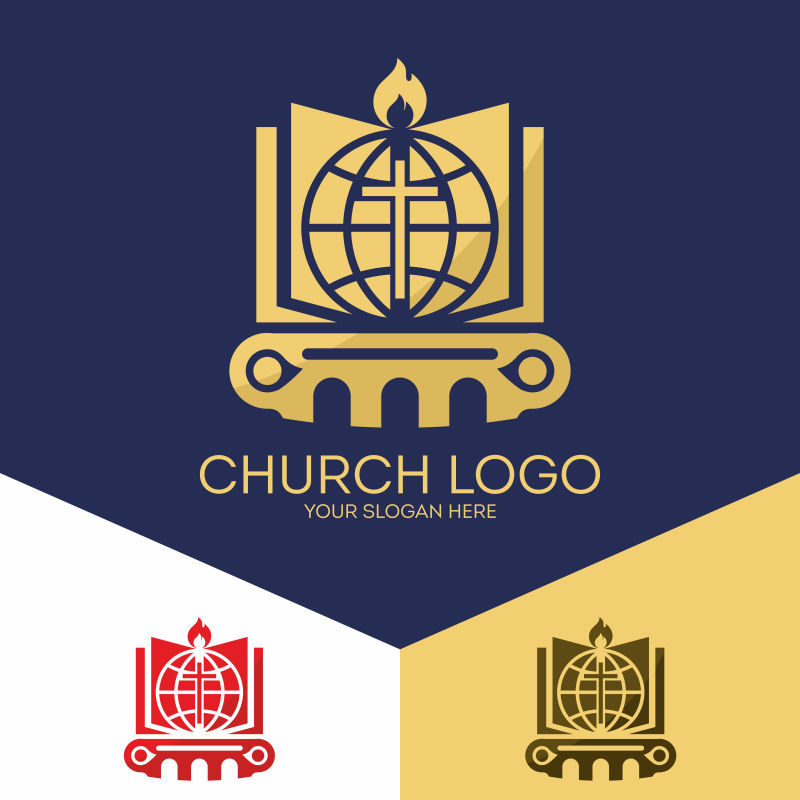 抽象教堂标志设计矢量插图