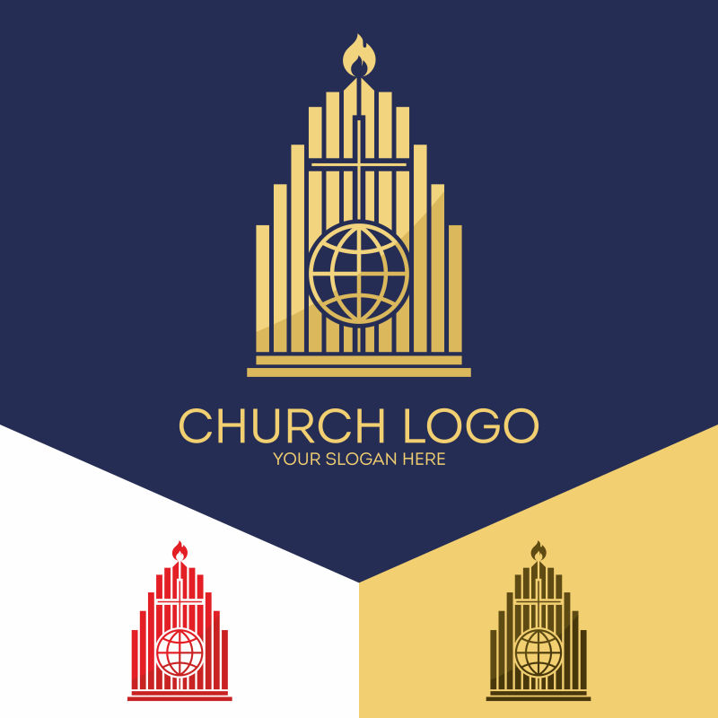 矢量几何抽象教堂标志设计