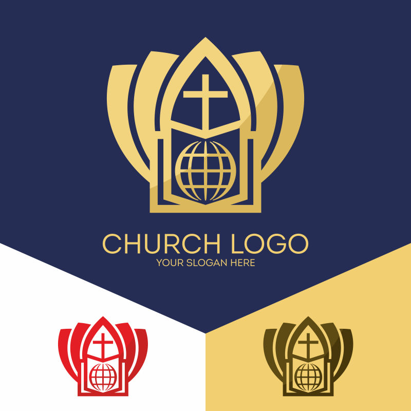 创意教堂概念的矢量标志设计