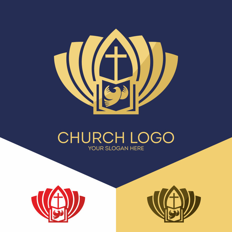 矢量抽象现代教堂标志设计