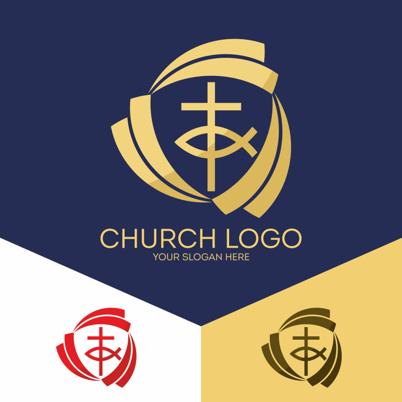 抽象教堂创意矢量标志设计
