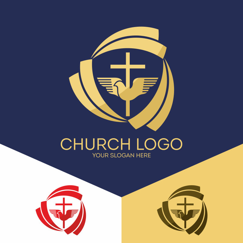 几何抽象矢量教堂标志设计