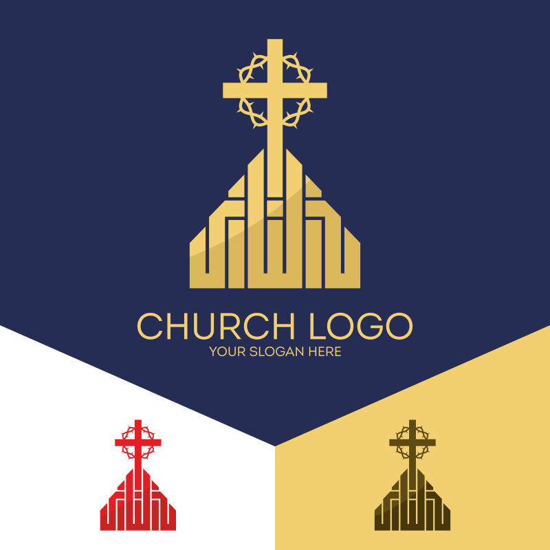 创意现代风格的矢量教堂标志设计