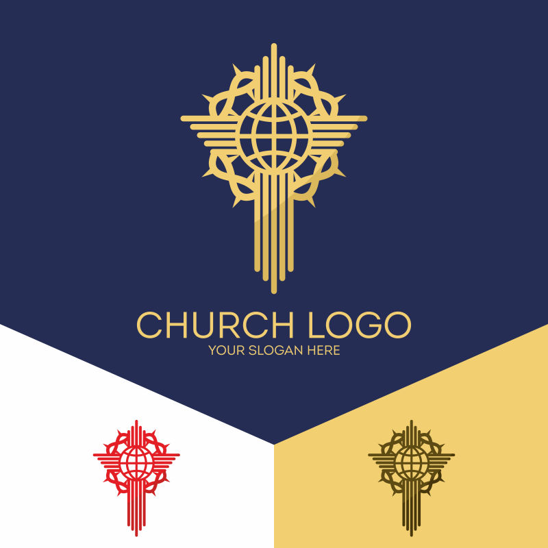 教堂概念的矢量标志设计