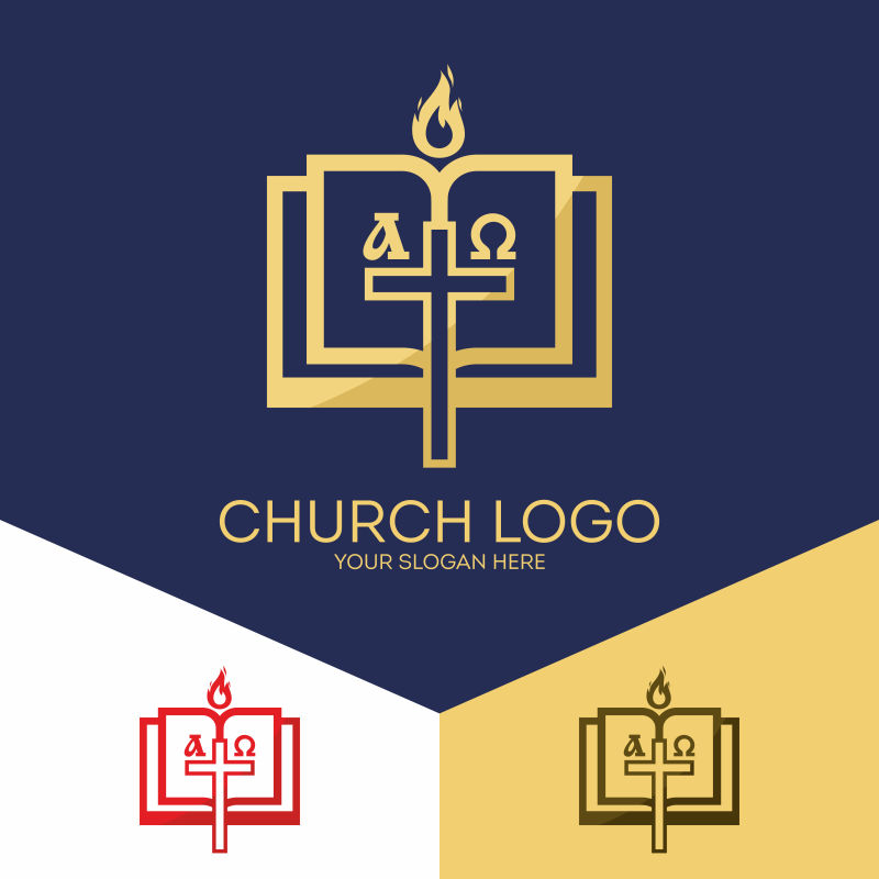 创意教堂元素的矢量标志设计