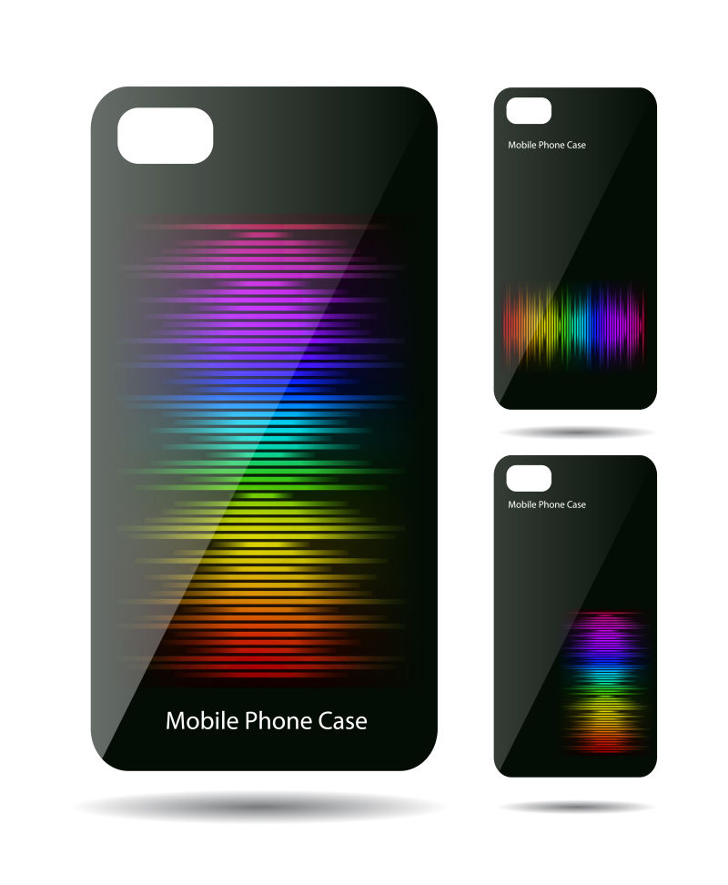 矢量彩色波纹元素的手机外壳设计
