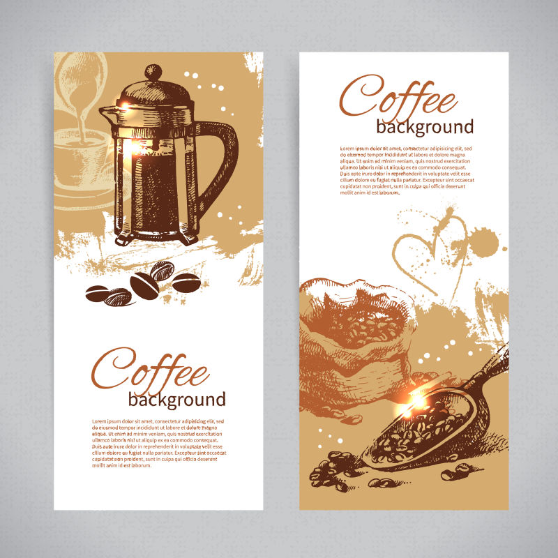 创意矢量平面咖啡主题的横幅设计