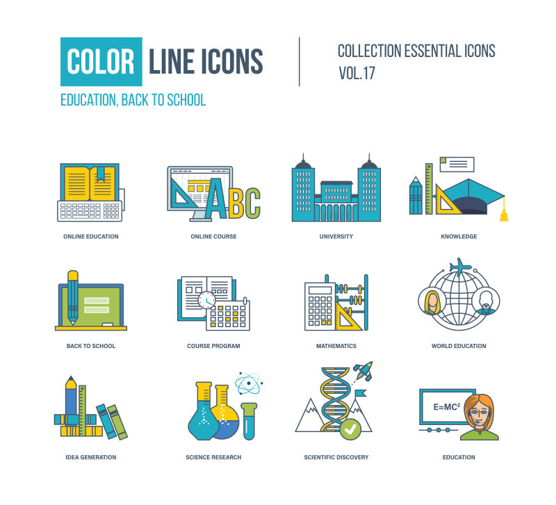 教育主题图标矢量设计