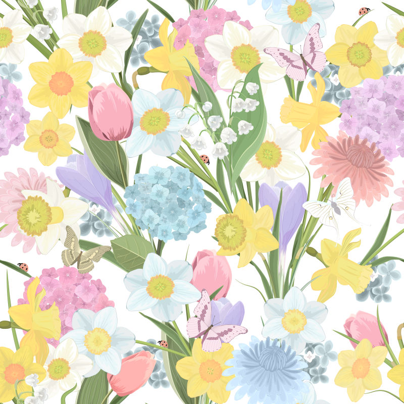 矢量美丽的春花插图背景