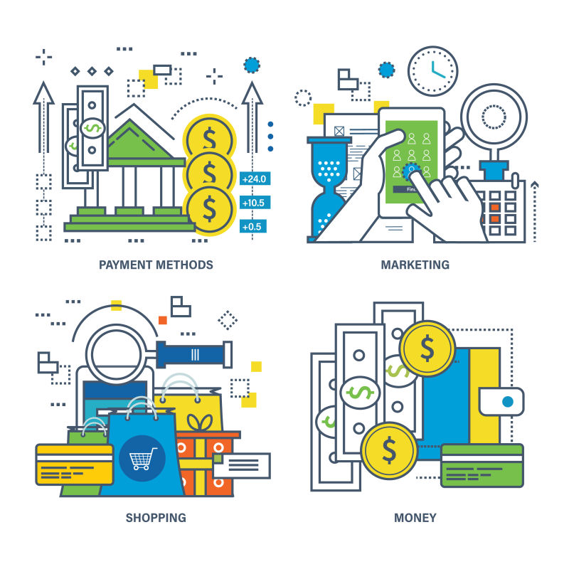 创意矢量移动支付概念的营销图标设计