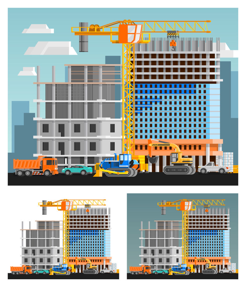 矢量城市建筑平面插图