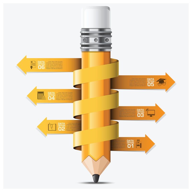 矢量铅笔图案信息图表