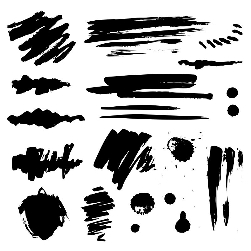 矢量抽象黑色笔触痕迹插图