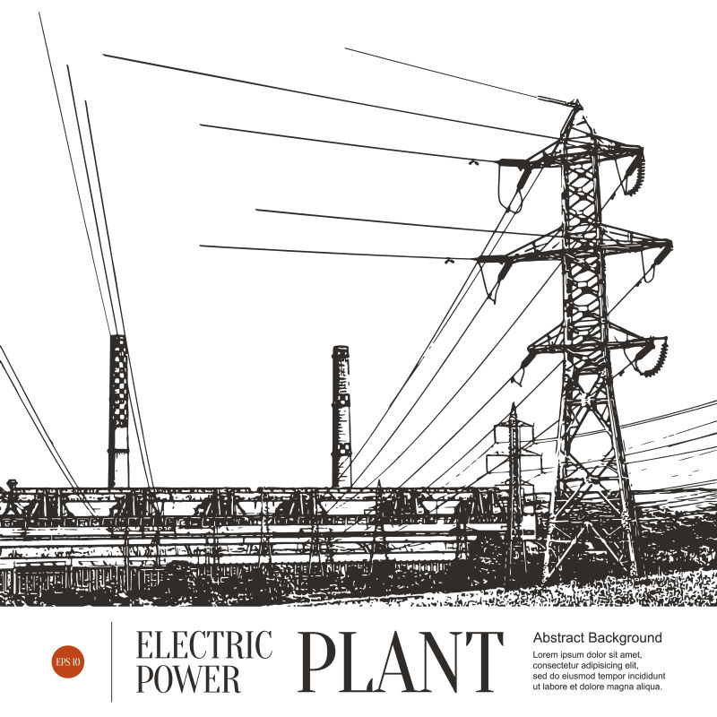 手绘风格电塔矢量设计
