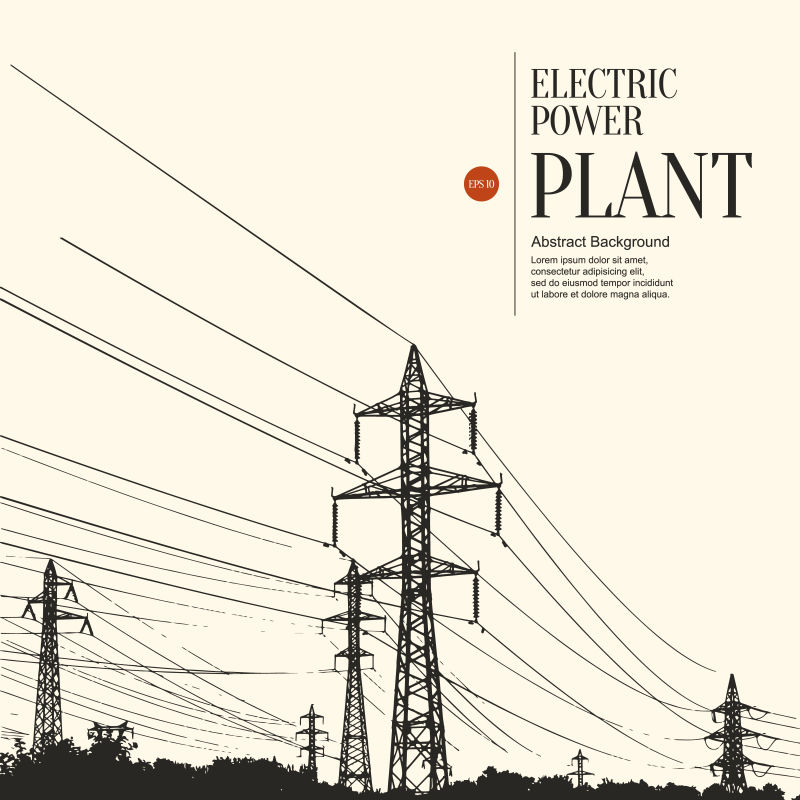 手绘风格电塔矢量插图